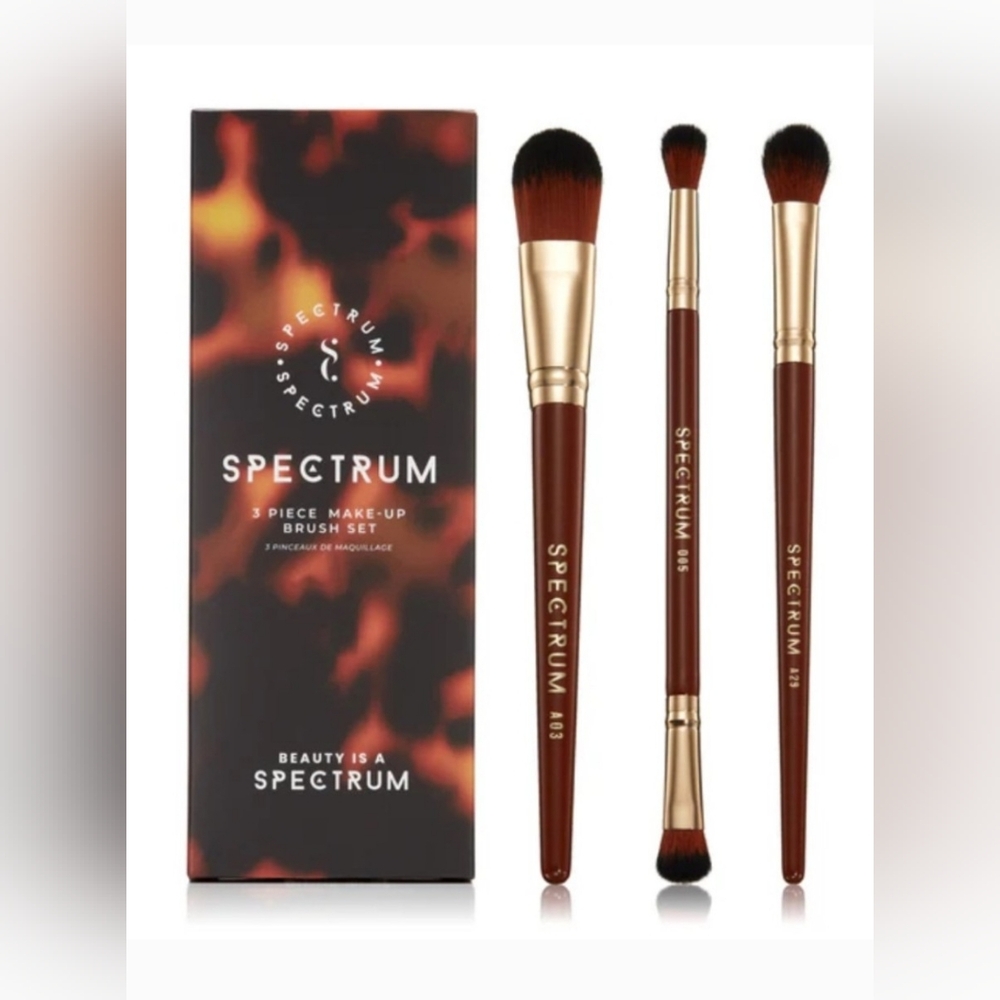 Spectrum Makeup Brush Set Of 3 Trio Soft Gentle Bristles Vegan NEW NIB NICE